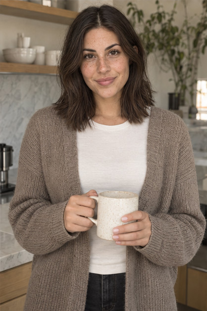 The same AI influencer in a ugc ad for a morning blend